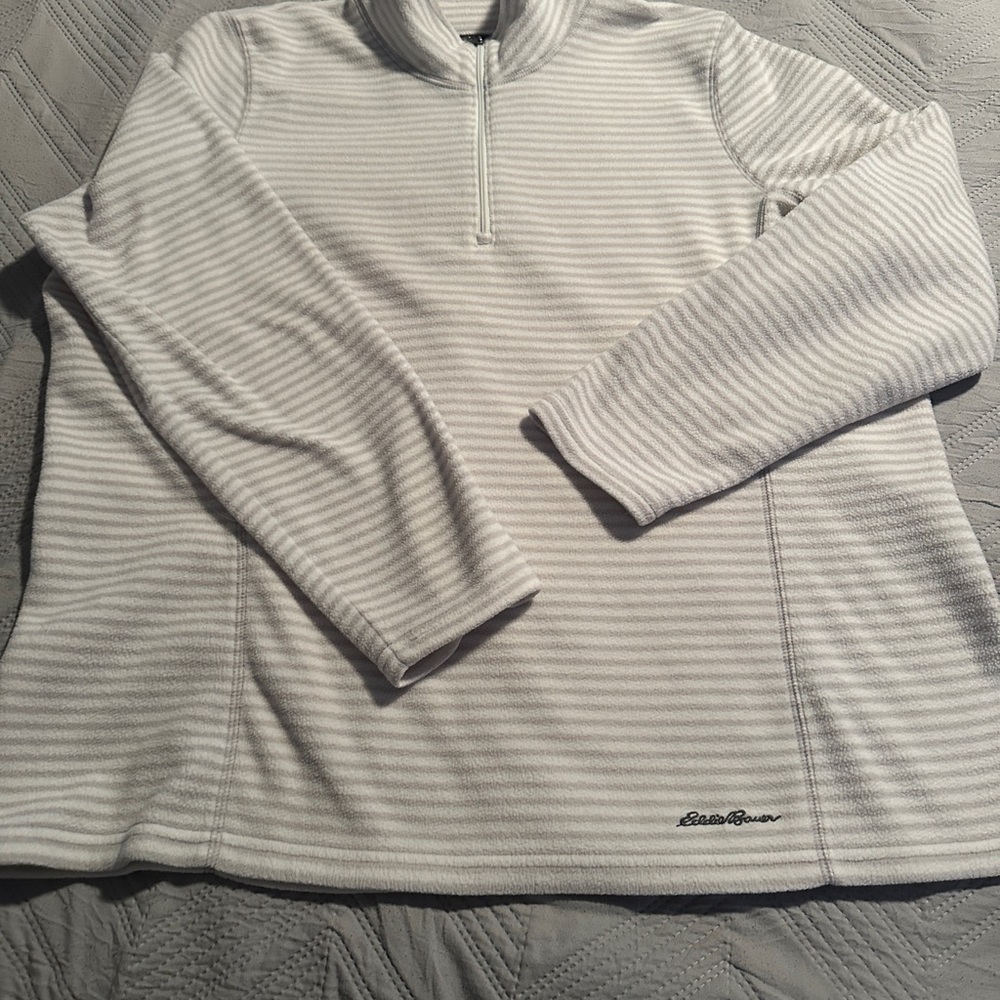 Eddie Bauer White Zip Up Sweater